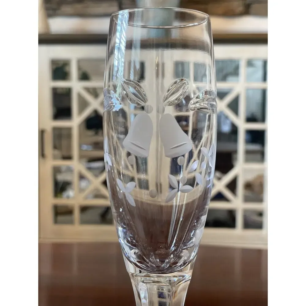 Set of 2 Mikasa Wedding Bells Toasting Fluted Champagne Glass Lead Crystal